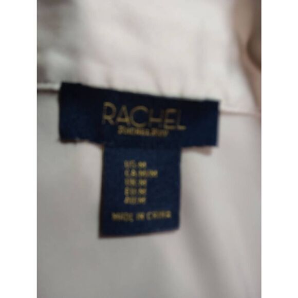 Rachel Rachel Roy Shirt Ladies Medium Cream Button Front Short Sleeve Satin Ligh - Picture 4 of 6